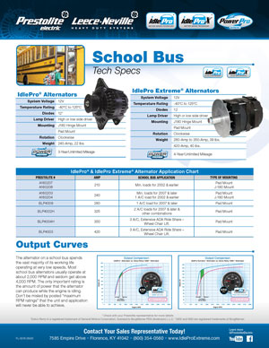 Prestolite Leece-Neville School Bus Tech Specs Flyer