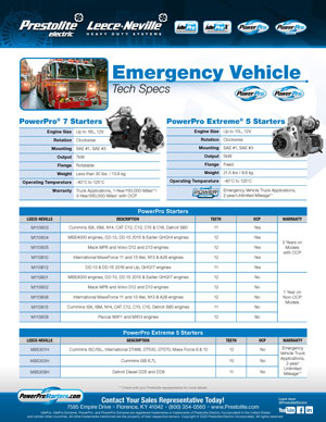 Prestolite Leece-Neville Emergency Vehicle Tech Specs Flyer