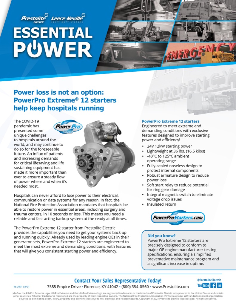 Essential Power Hospital Generators Flier